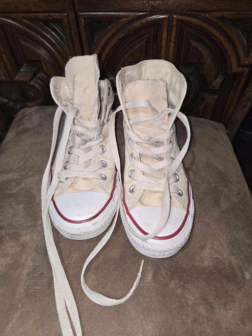 Converse Beige/Off-White High Top Sneakers